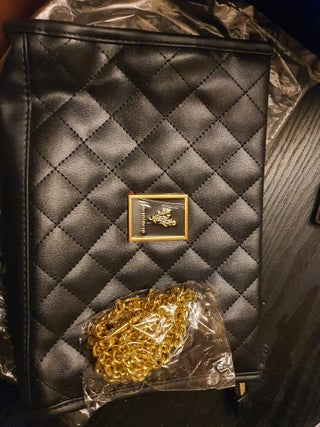 black handbag with chain