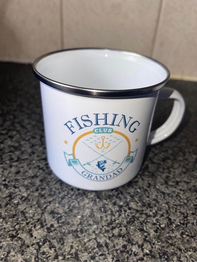 White sublimation Enamel Mug with Silver rim