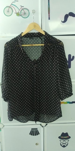 black shirt with dots
