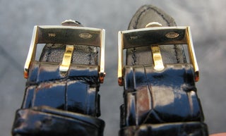 Rolex 18k gold buckle on black crocodile leather