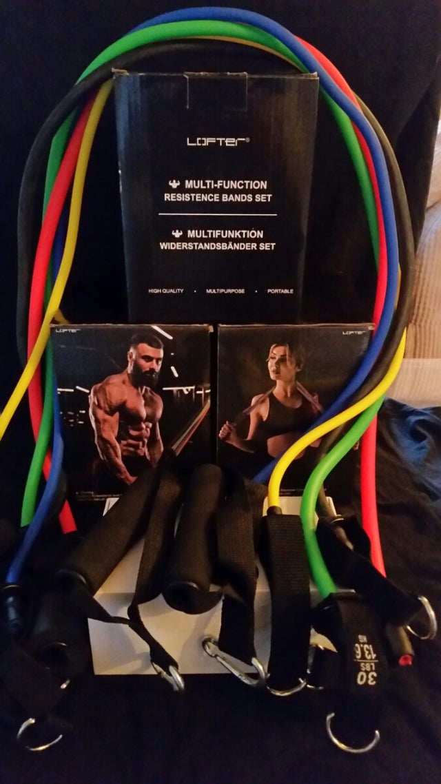 Gym resistance training bands.