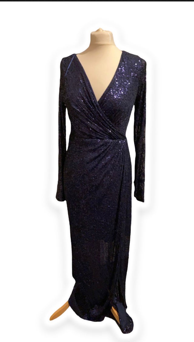 Maxi dark blue sequins dress