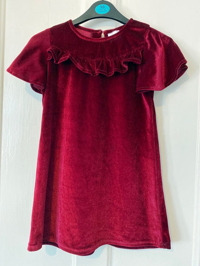 Kids Solid Velvet Dress