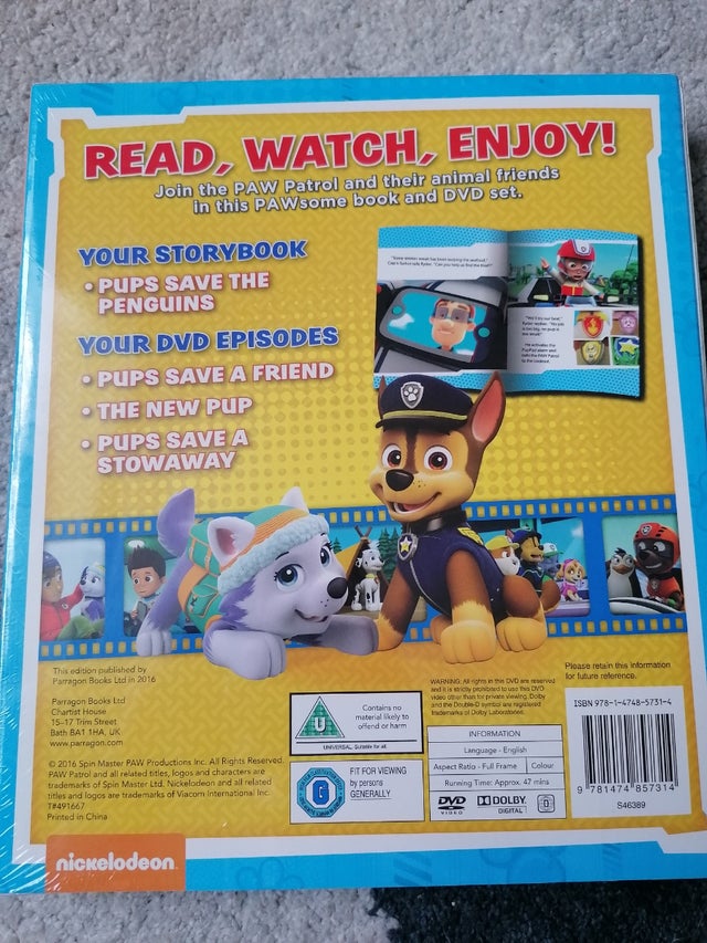 paw patrol book and Dvd set