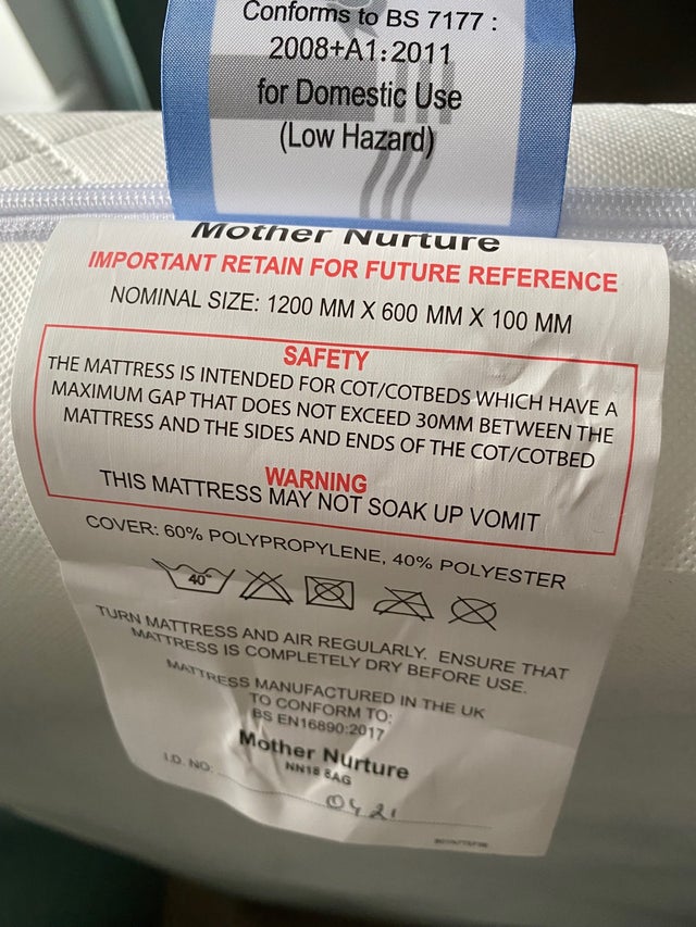 Baby cot with mattress