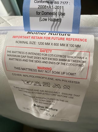 Baby cot with mattress