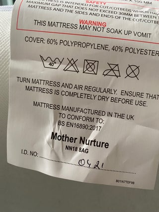 Baby cot with mattress