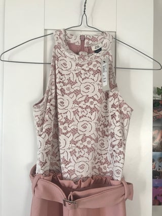 Girls river island pink and white lace jumpsuit