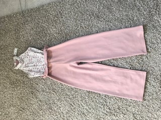 Girls river island pink and white lace jumpsuit