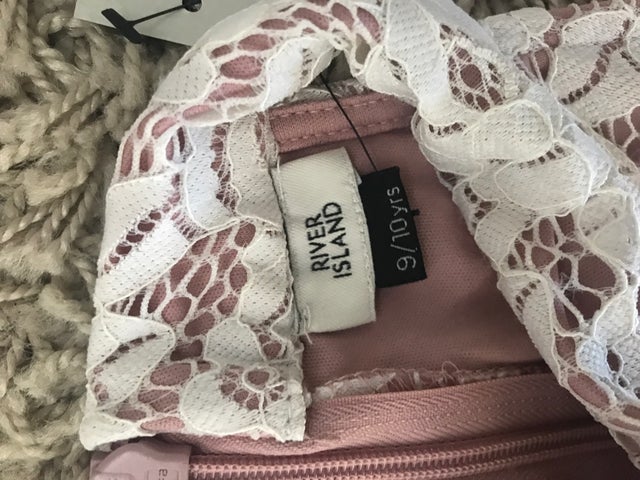 Girls river island pink and white lace jumpsuit