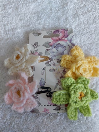 crochet flower hair clip