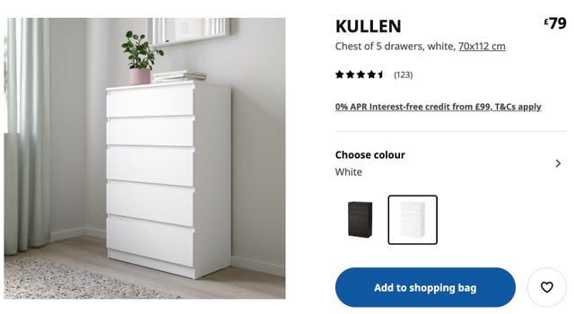 Chest of 5 drawers 70x112cm - NO traces! Like new!