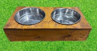 Personalised handmade pet feeding stations
