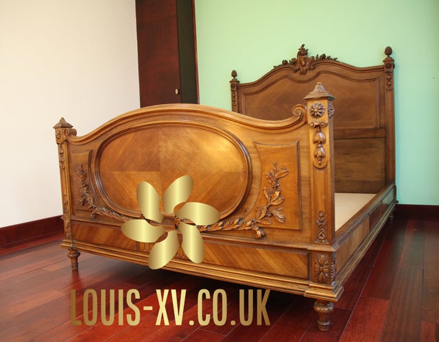 Opulent Beautiful Antique French Double Bed carved