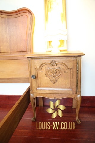 Louis XV Bed Carved Oak &amp; A pair of Nightstands
