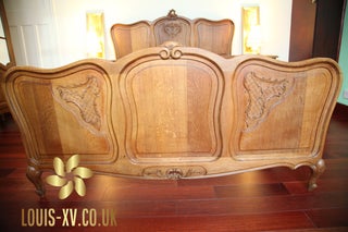 Louis XV Bed Carved Oak &amp; A pair of Nightstands