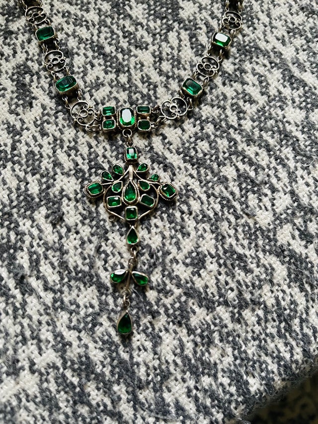 Victorian silver garnet necklace