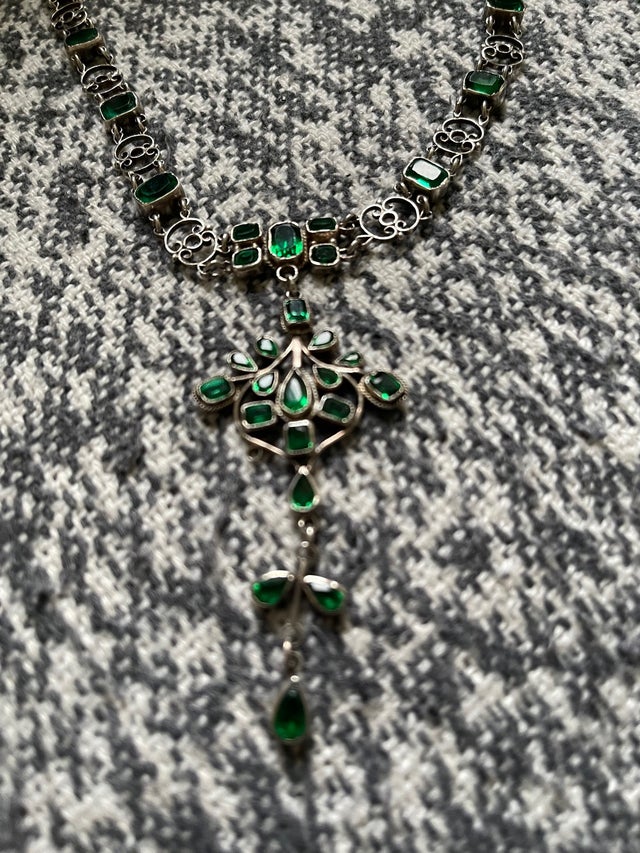 Victorian silver garnet necklace